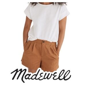 Madewell White Tee and Tan Shorts